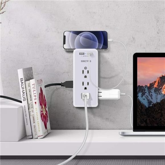 Surge Protector Outlet Extender, USB Wall Charger, SOKETPUG Multi Plug Outlet - Picture 5 of 5
